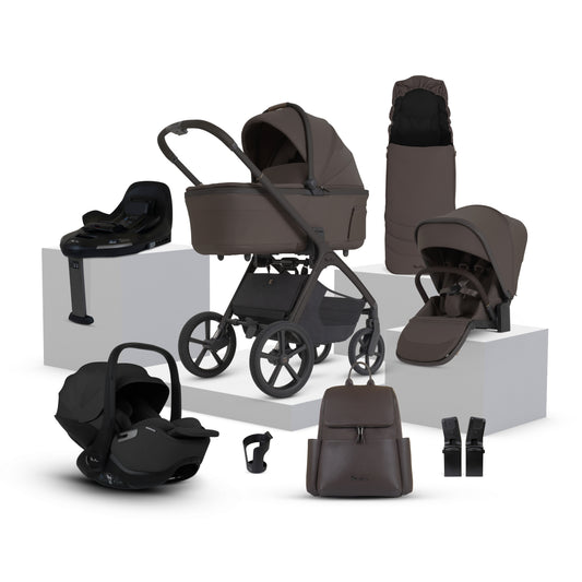 Cove 2 Chocolate Travel System Ultimate 360 Infant Carrier Bundle (10 piece)