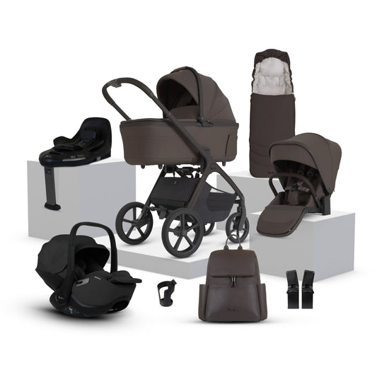 Cove 2 Chocolate Travel System Ultimate 360 Infant Carrier Bundle (10 piece)