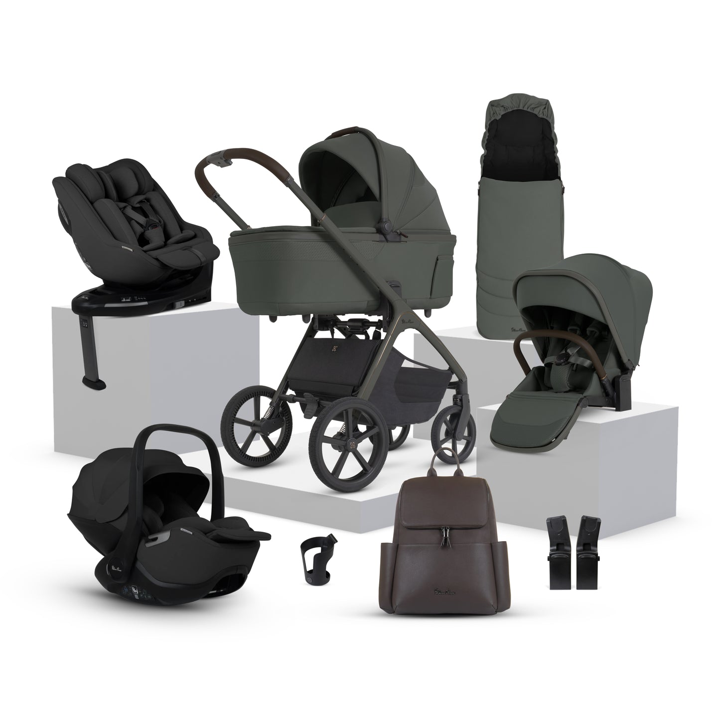 Cove 2 Pewter Travel System Ultimate 360 Family Car Seat Iconic Black Bundle (11 piece)