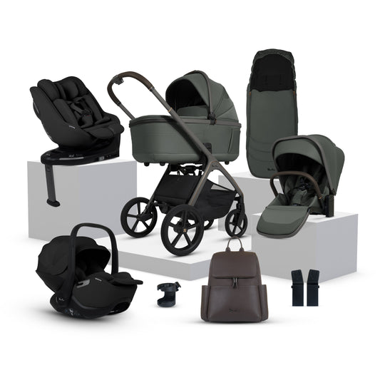 Cove Pewter Travel System Ultimate 360 Family Car Seat Bundle (11 Piece)
