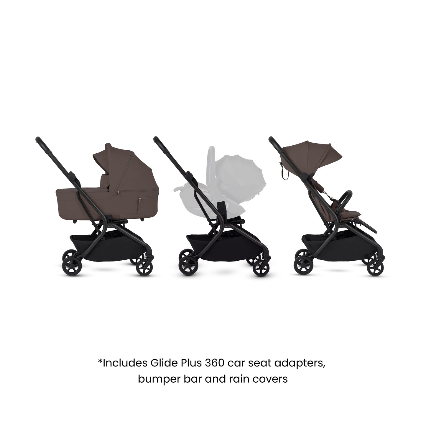 Nia Chocolate Compact Travel Stroller with Carrycot (6 Piece)