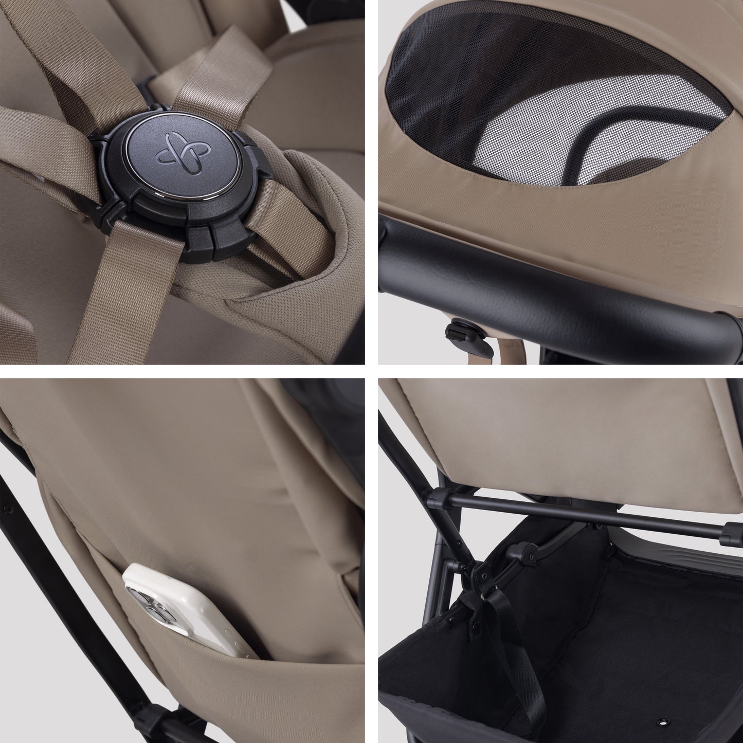 Nia Champagne Compact Travel Stroller with Carrycot (6 Piece)