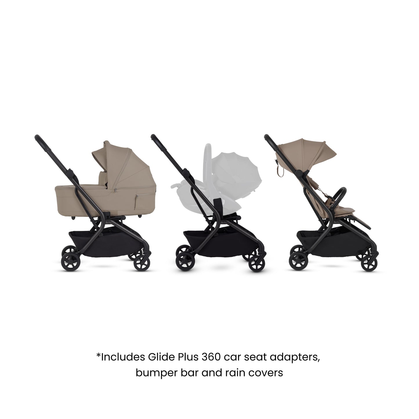 Nia Champagne Compact Travel Stroller with Carrycot (6 Piece)