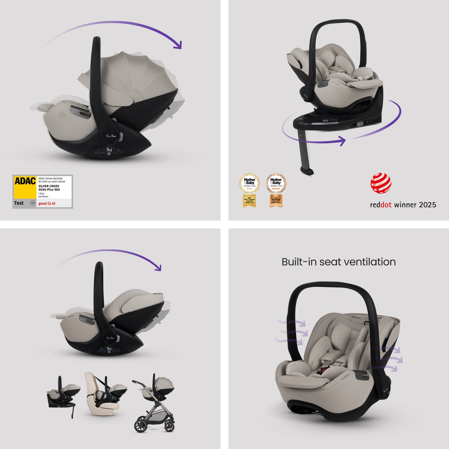 Reef 2 SPECIAL EDITION Frappe Travel System Ultimate 360 Natural Taupe Infant Carrier Bundle (11 Piece)