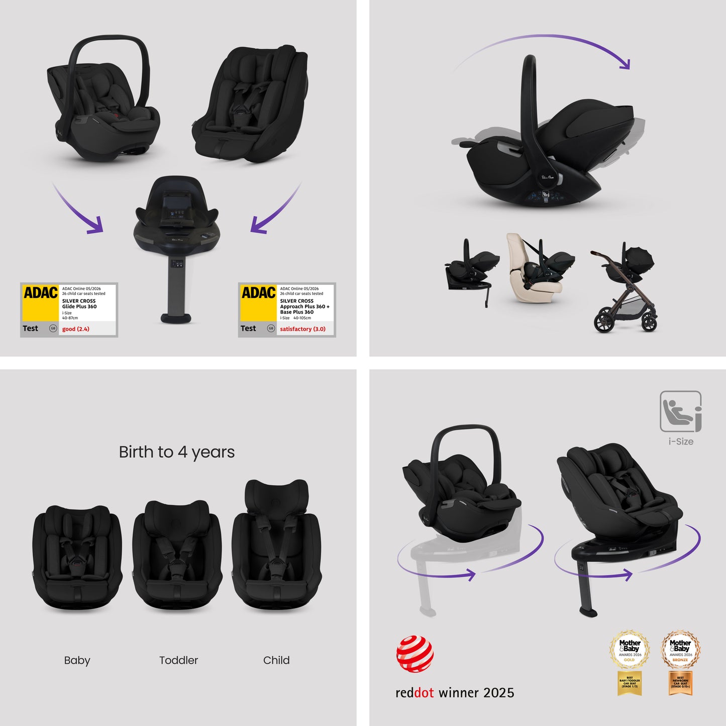 Reef 2 SPECIAL EDITION Ganache Travel System Ultimate 360 Iconic Black Family Car Seat Bundle (12 Piece)