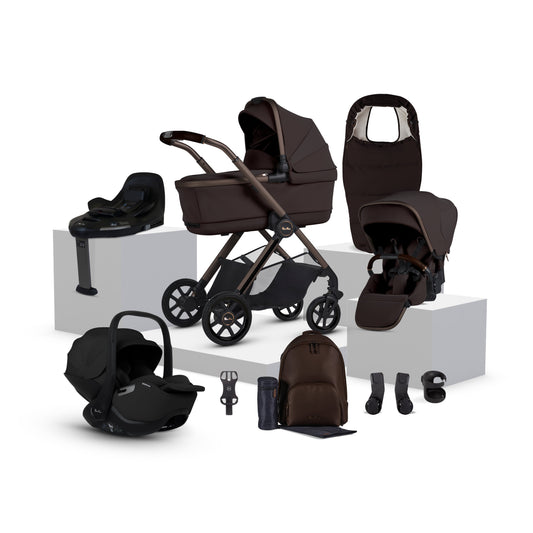 Reef 2 SPECIAL EDITION Ganache Travel System Ultimate 360 Iconic Black Infant Carrier Bundle (11 Piece)