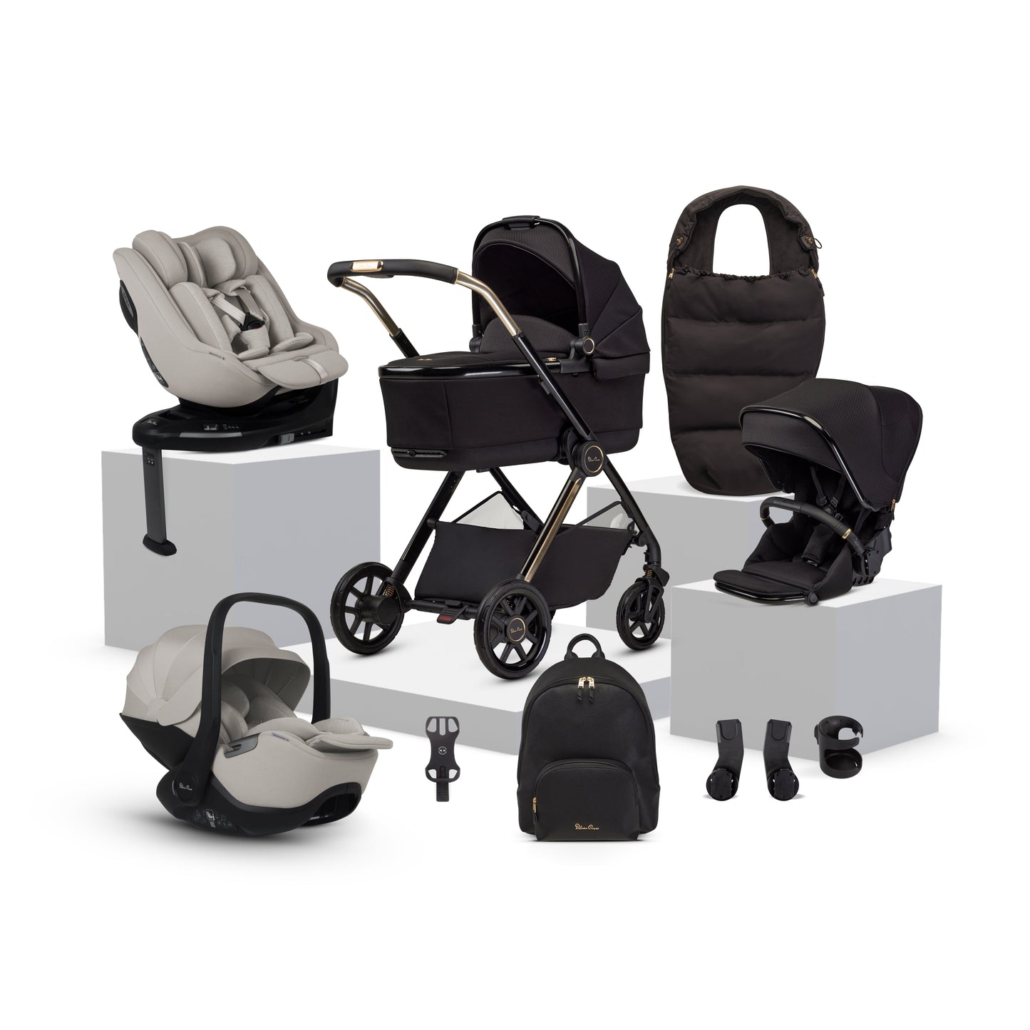 Reef 2 SPECIAL EDITION Espresso Travel System Ultimate 360 Natural Taupe Family Car Seat Bundle (12 Piece)