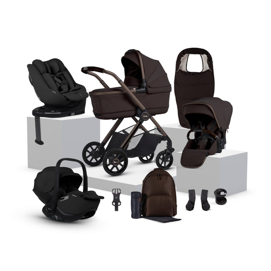Reef 2 SPECIAL EDITION Ganache Travel System Ultimate 360 Iconic Black Family Car Seat Bundle (12 Piece)