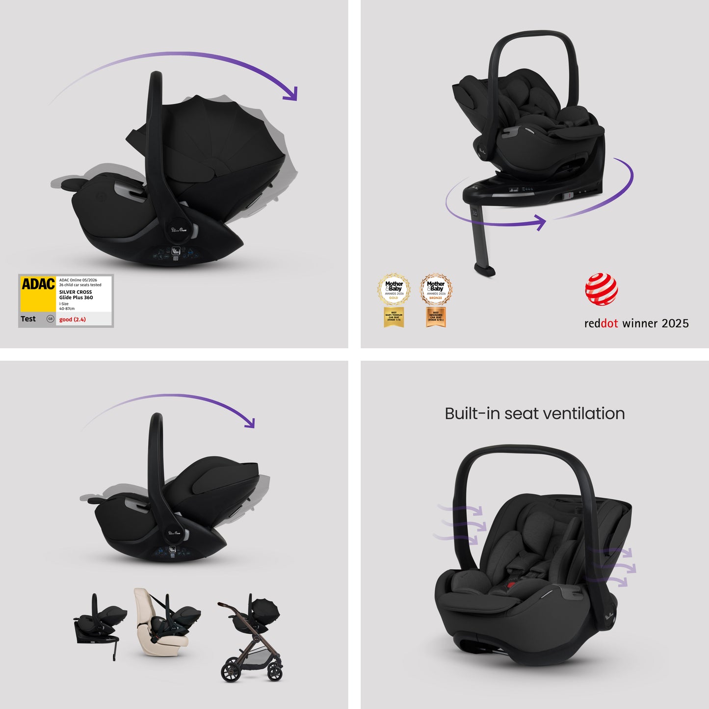 Reef 2 SPECIAL EDITION Ganache Travel System Ultimate 360 Iconic Black Infant Carrier Bundle (11 Piece)