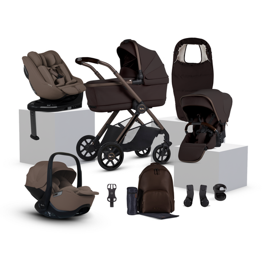 Reef 2 SPECIAL EDITION Ganache Travel System Ultimate 360 Family Car Seat Timeless Cocoa Bundle (13 piece)