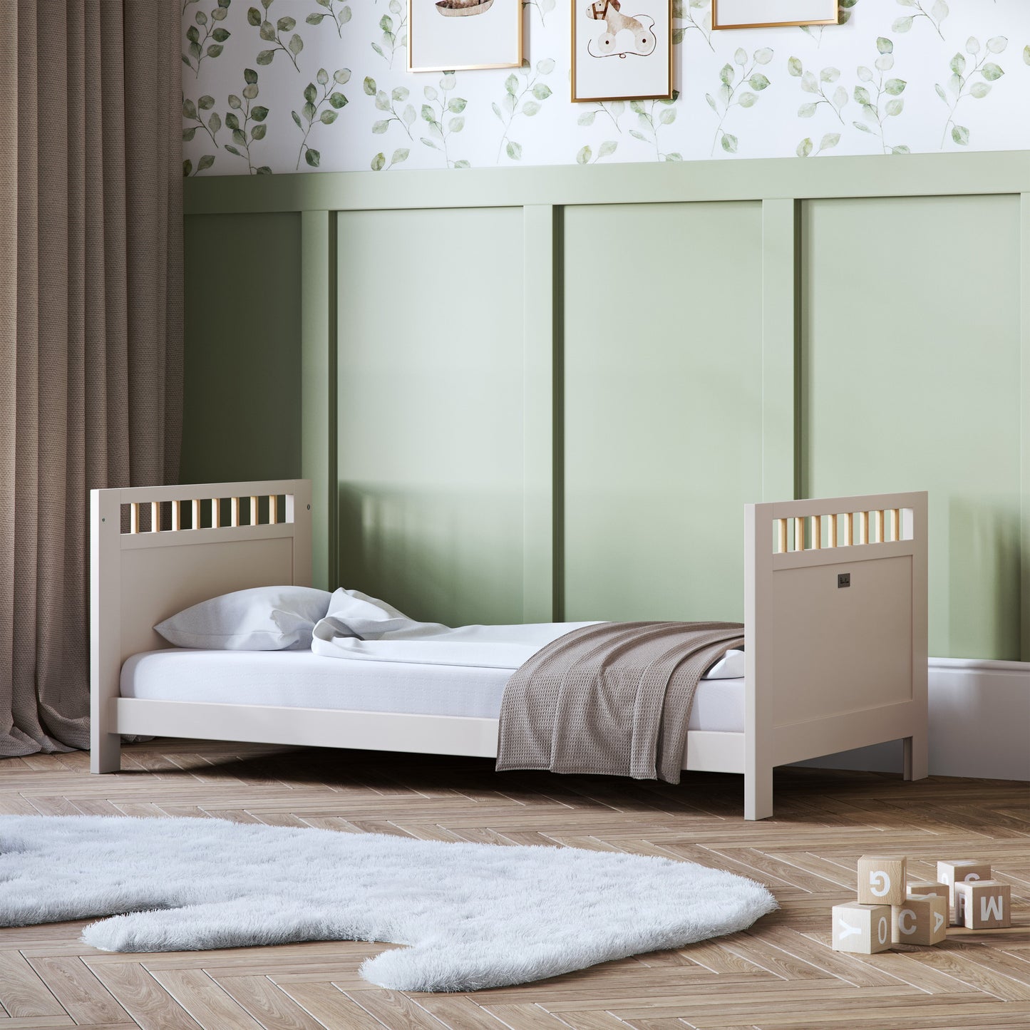 Seville 3 Piece Nursery Set with Convertible Cot to Toddler Bed, Dresser & Wardrobe