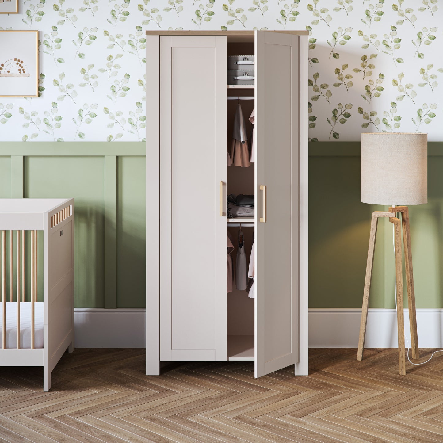 Seville 3 Piece Nursery Set with Convertible Cot to Toddler Bed, Dresser & Wardrobe