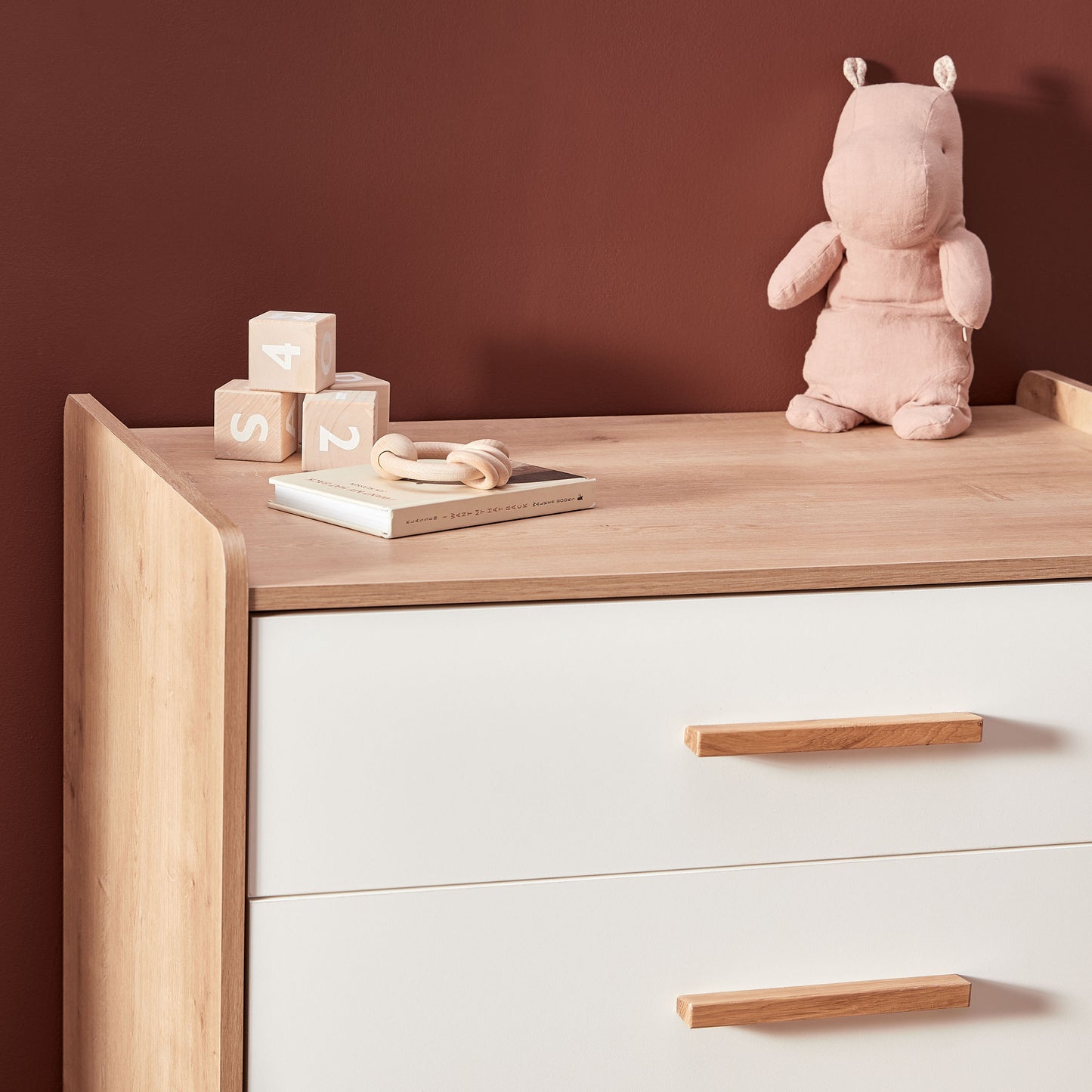 Westport 2 Piece Oak Nursery Set with Convertible Cot Bed, Dresser and TrueFit™ Mattress